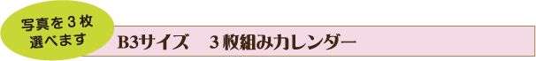 写真を３枚選べます B3サイズ　３枚組みカレンダー